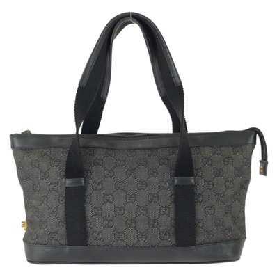美品 GUCCI グッチ ブラック 黒 ゴールド金具 GGキャンバス レザー/ ハンドバッグ トートバッグ 603781 【中古】