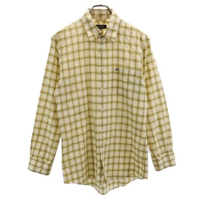 BURBERRY BLACK LABEL バーバリーブラックレーベル 日本製 三陽商会 チェック 長袖 シャツ 40 イエロー系