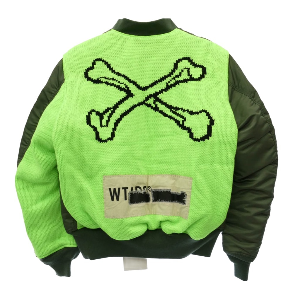 WTAPS ダブルタップス ALPHA アルファ 25AW 797-5252036 ×ALPHA MA-1  アルファ ブルゾン 中綿 ジャケット モスグリーン系 3【極上美品】【中古】