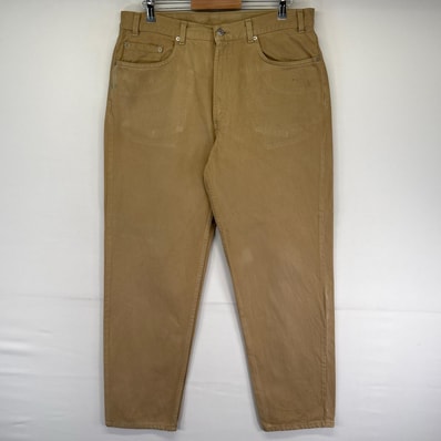 古着 リーバイス Levi's USA製 デニム パンツ Gパン テーパード 5ポケット ジップ カラーデニム 550 w38 L32 ベージュ系 メンズ