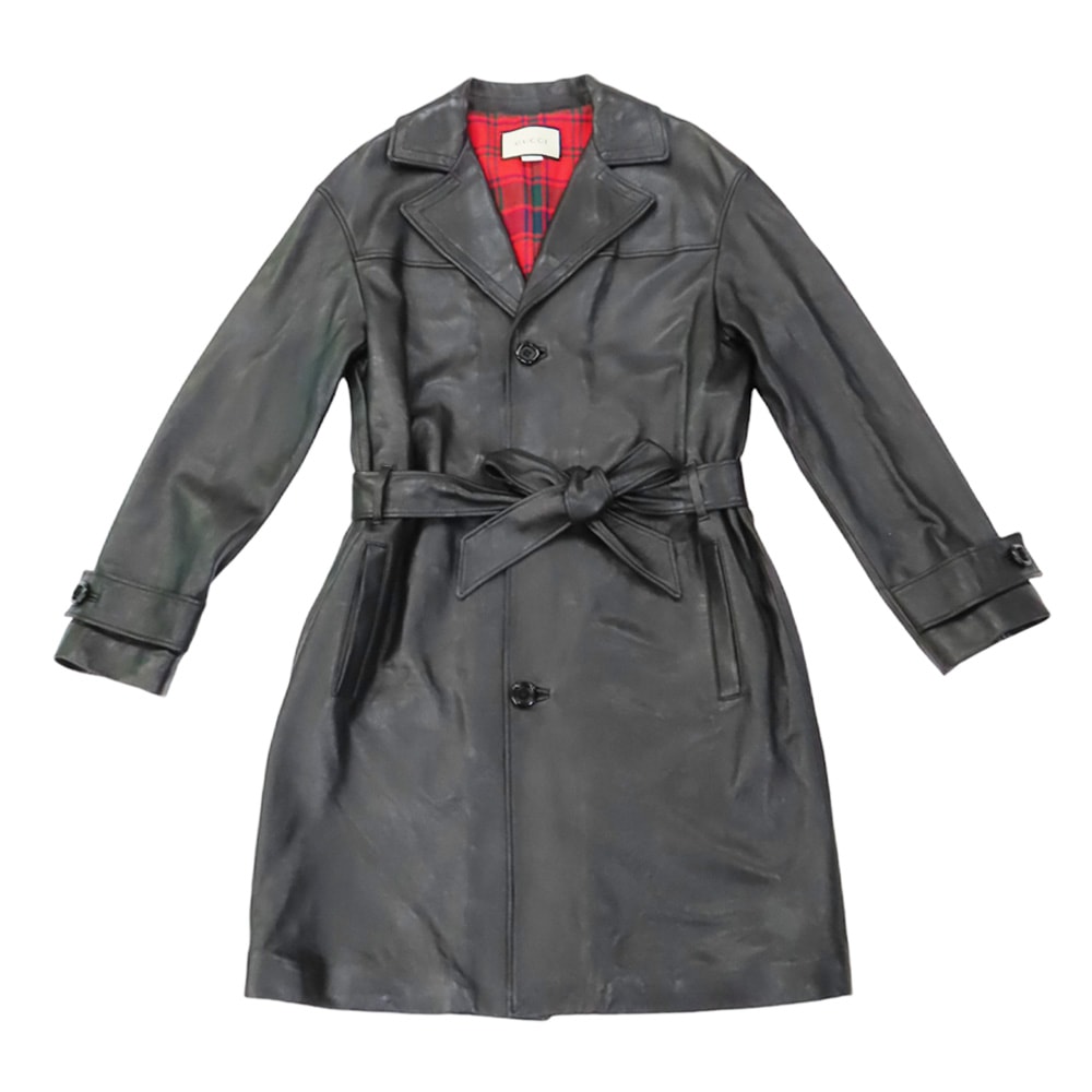 B (目立った傷や汚れなし)】グッチ トレンチコート 羊革 レディース