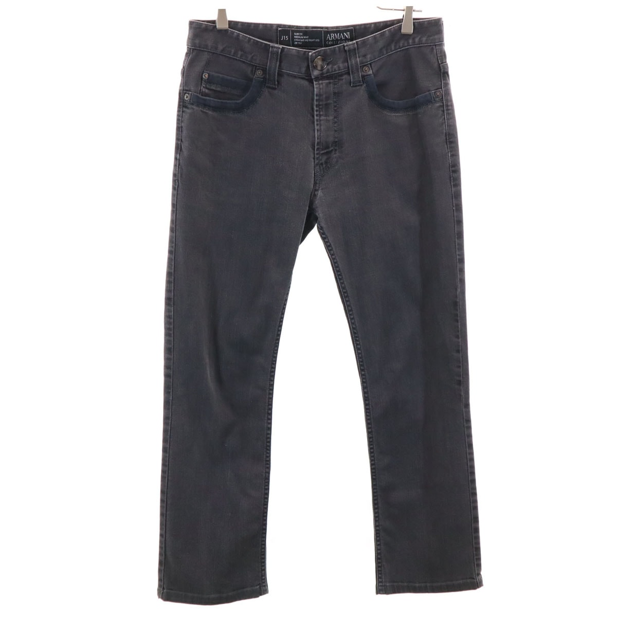 ARMANI COLLEZIONI アルマーニコレッツォーニ J15 タイト ストレートデニムパンツ W31 ブラック ジーンズ