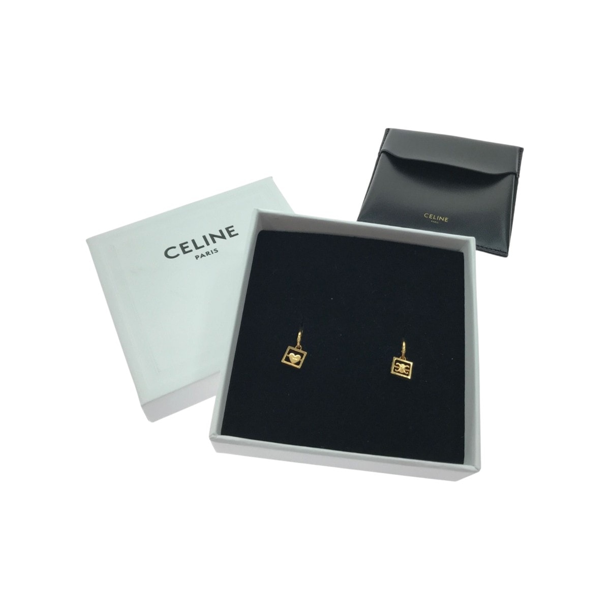CELINE セリーヌ ピアス ハート&ロゴ ゴールドカラー レディース アクセサリー