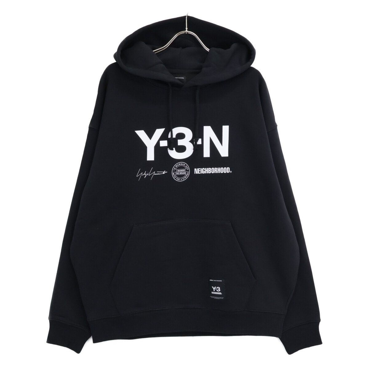 ワイスリー ×NEIGHBORHOOD 25AW JW7004 ブラック×ホワイト Y-3-Nフロントプリント GRAPHIC HOODIE L