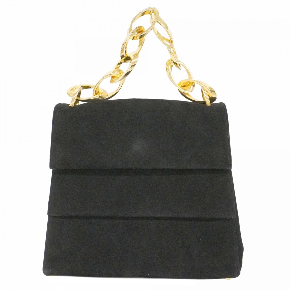 【6dd4300】サルヴァトーレフェラガモ ハンドバッグ スウェード ブラック ゴールド金具【中古】レディース