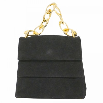 【6dd4300】サルヴァトーレフェラガモ ハンドバッグ スウェード ブラック ゴールド金具【中古】レディース