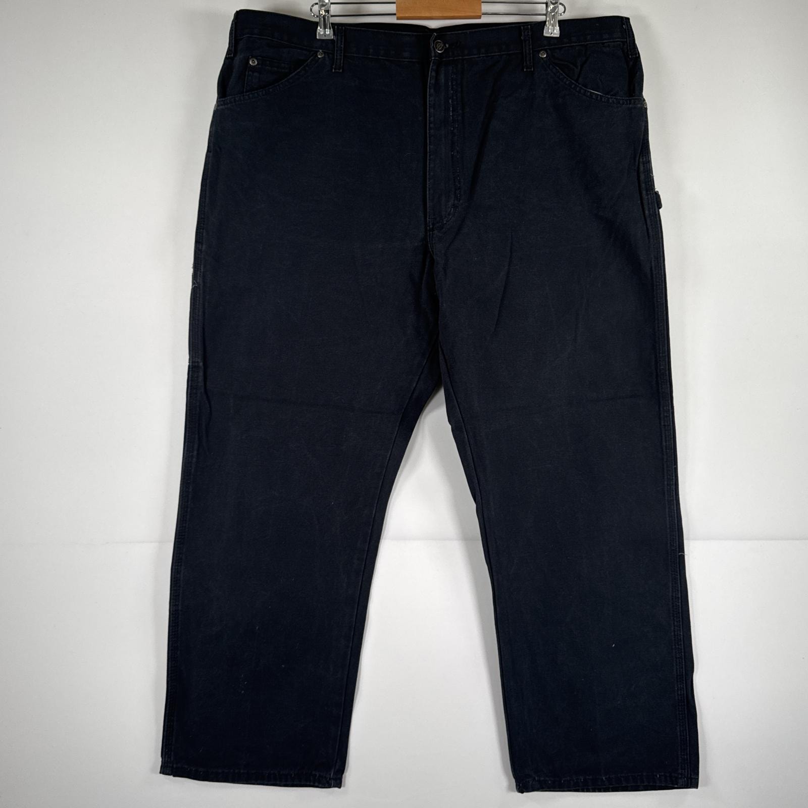 古着 ディッキーズ Dickies ワークパンツ ダック ペインターパンツ 作業着 ワンポイント ロゴ ストレート 大きいサイズ w44 L32 ブラック メンズ