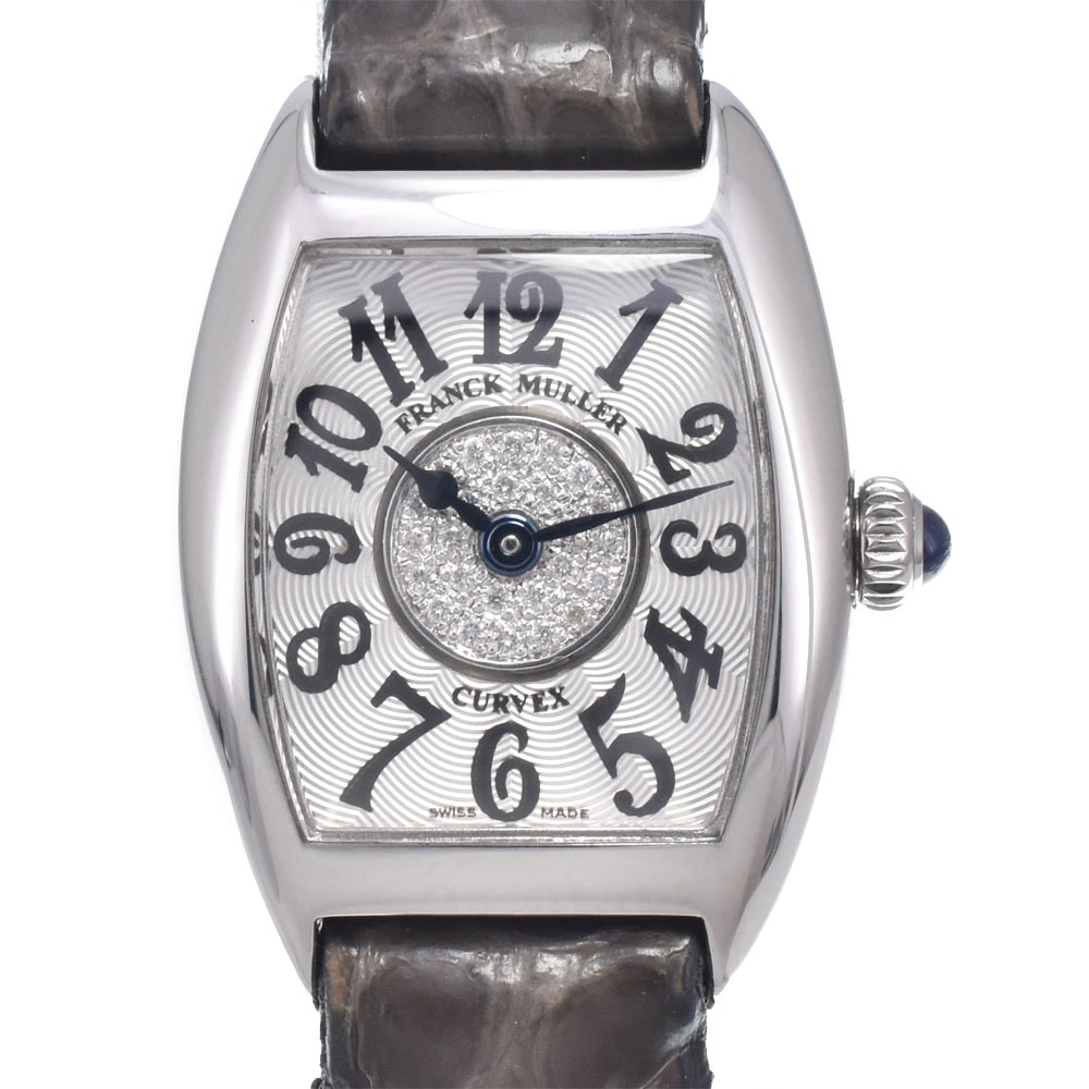 フランクミュラー FRANCK MULLER 2500QZ1P トノーカーベックス プティ ダイヤモンド シルバー クォーツ レディース 美品 腕時計 P#148959