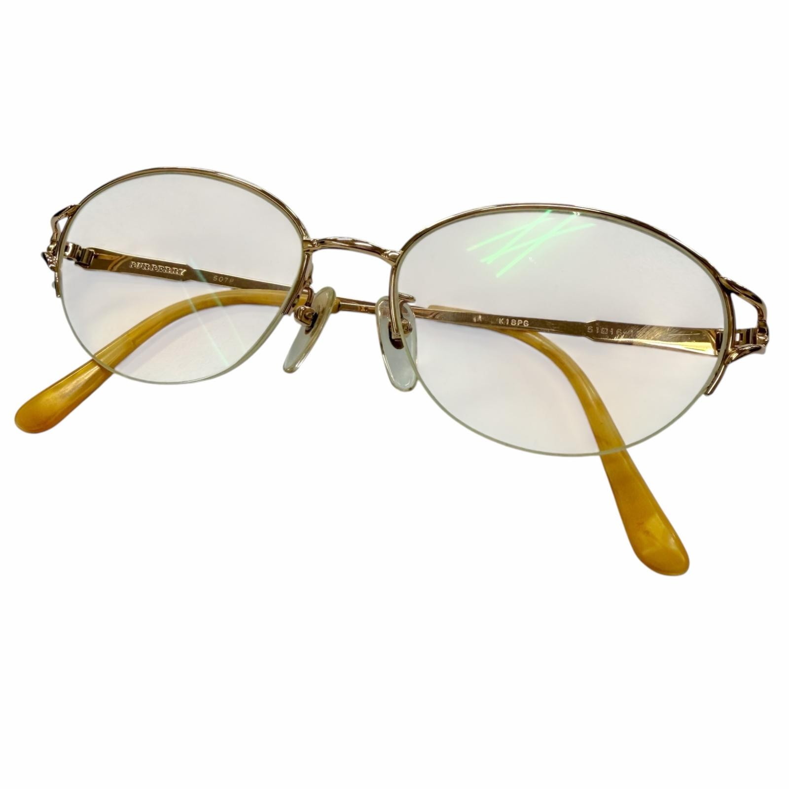 美品 バーバリー メガネ ピンクゴールド メンズ 51□16-137 18K