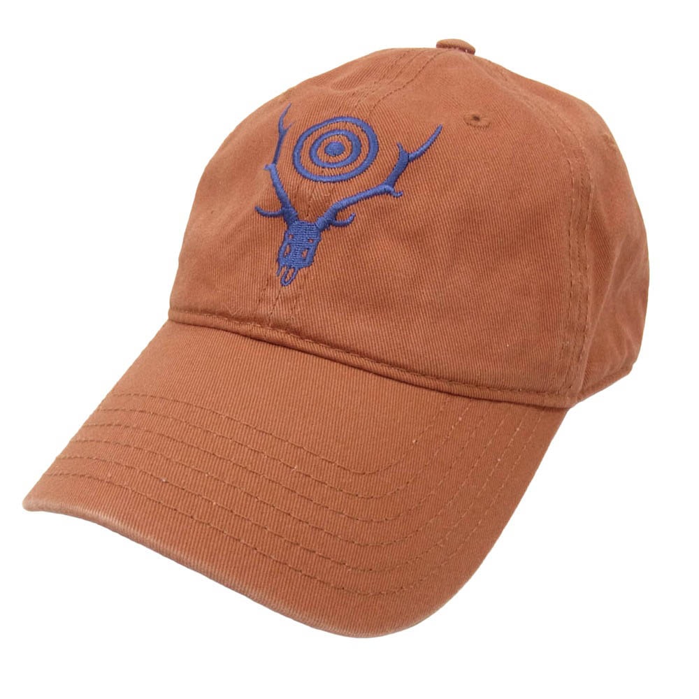 South2 West8 サウスツーウェストエイト Strap Back Cap ロゴ刺繍 6パネル キャップ 帽子 オレンジ バーガンディー系【中古】