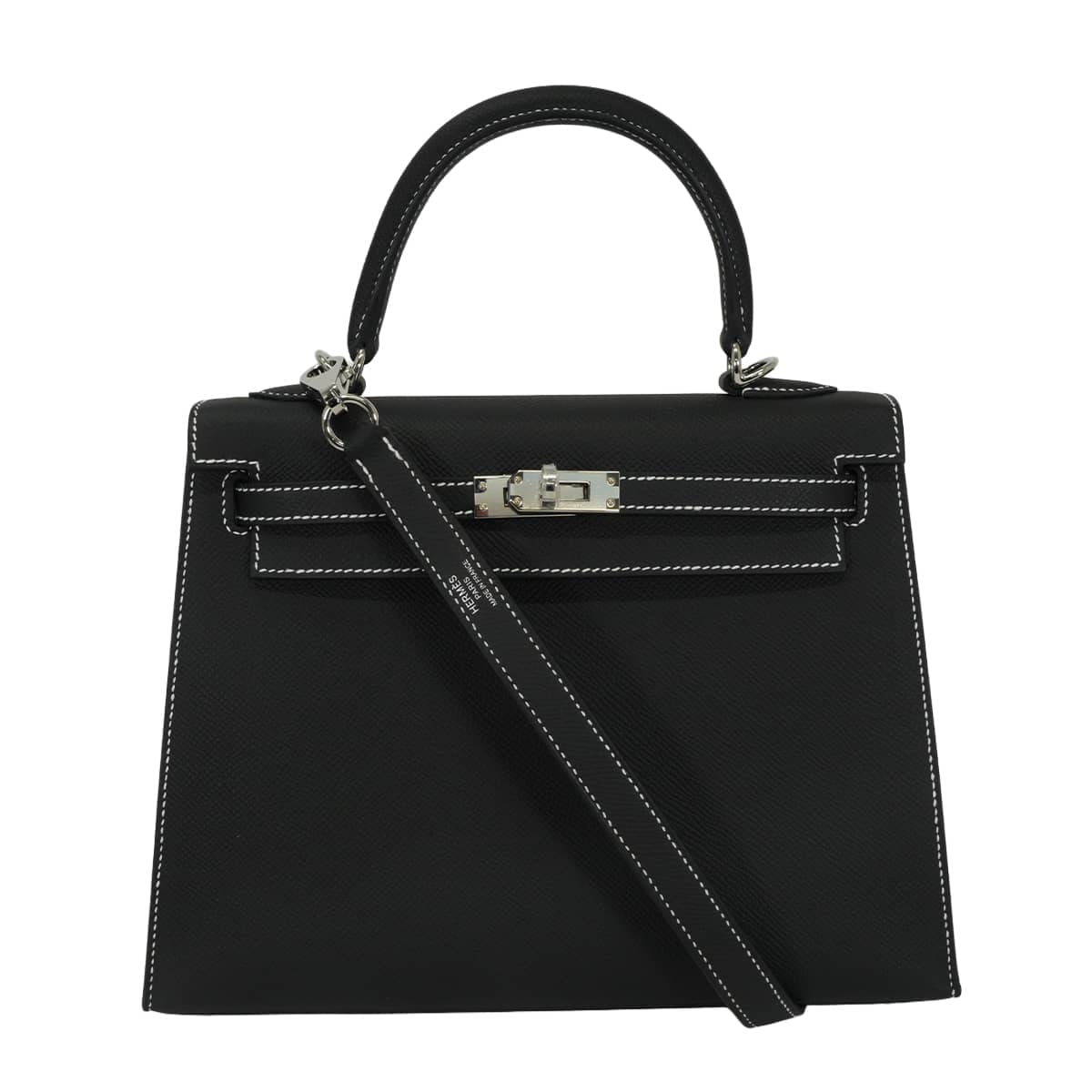【恵比寿明治通り店】HERMES エルメス ショルダーバッグ ケリー25 外縫い スペシャルオーダー 黒 (ブラック)/グリスパール (グリペール/パールグレー) エプソン シルバー金具 G刻印 新品
