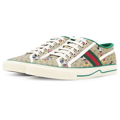 【未使用】 グッチ ×Disney ミッキーマウス GG柄 スニーカー メンズ ベージュ グリーン レッド 10 GUCCI