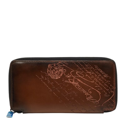 ベルルッティ イタウバ カリグラフィ ラウンドファスナー 長財布 ブラウン レザー メンズ Berluti 【中古】