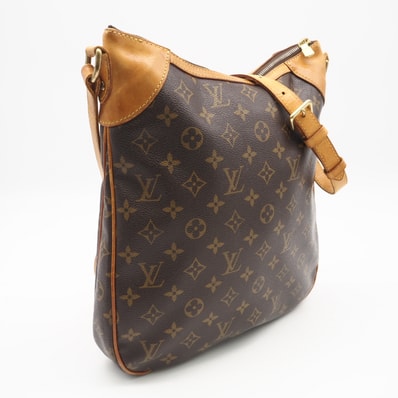 LOUIS VUITTON ルイ・ヴィトン モノグラム オデオンPM M56390 ショルダーバッグ ブラウン ベージュ コーティングキャンバス レザー レディース