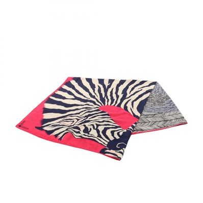 エルメス HERMES カレジェアン カレ140 Zebra Pegasus スカーフ 衣料品 シルク カシミヤ シルク レディース ピンク系 / ネイビー系 / マルチカラー 【中古】