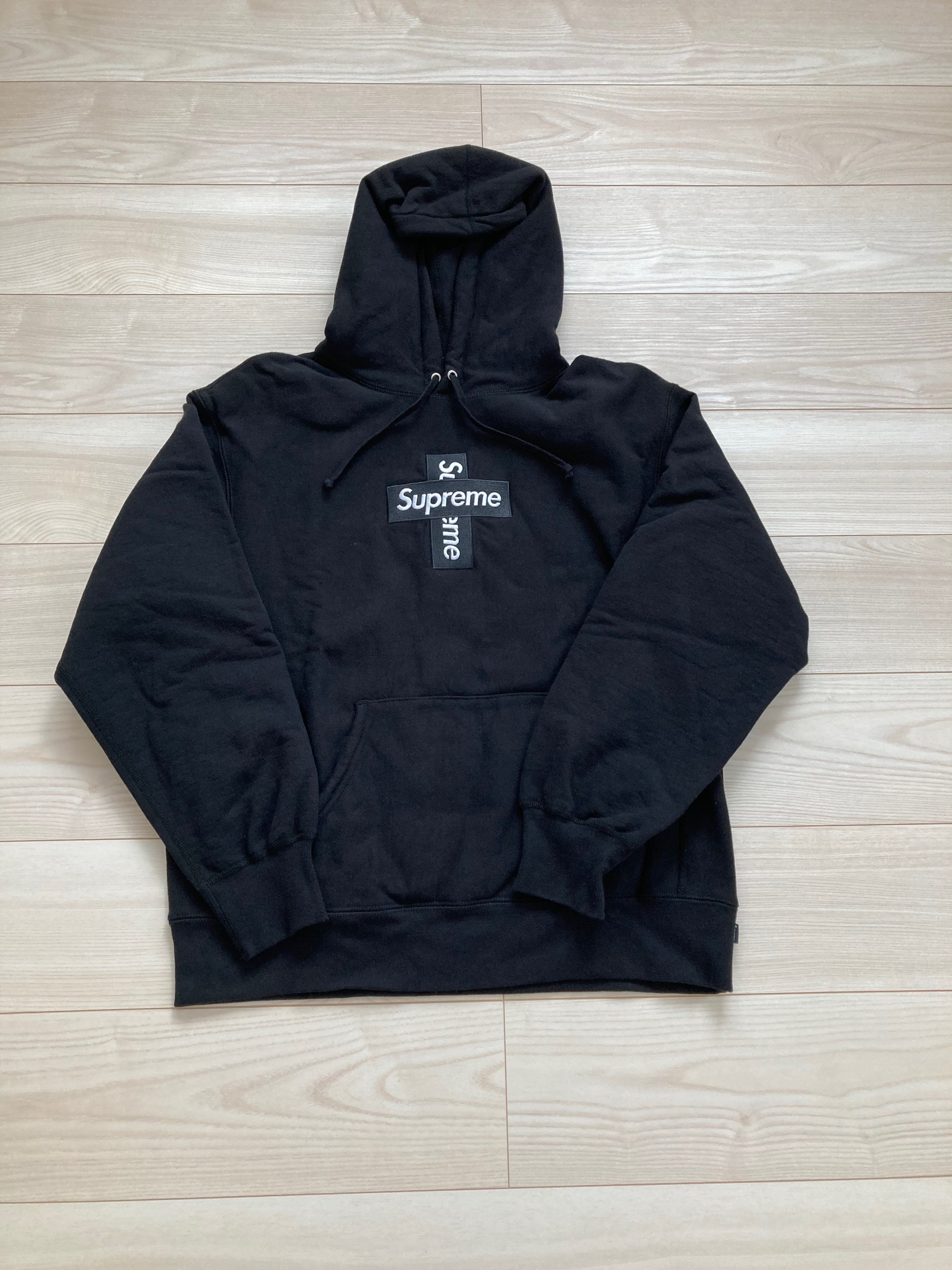 Supreme Cross Box Logo Hooded Sweatshirt "Black"
