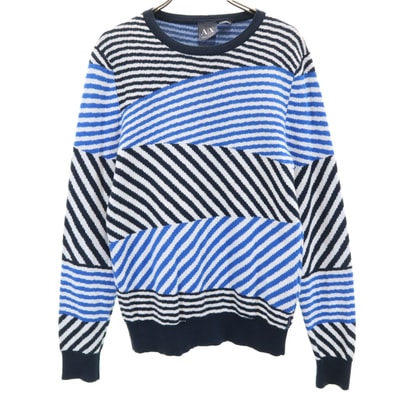 ARMANI EXCHANGE アルマーニエクスチェンジ 斜めストライプ 長袖 セーター XS ホワイト系 ニット