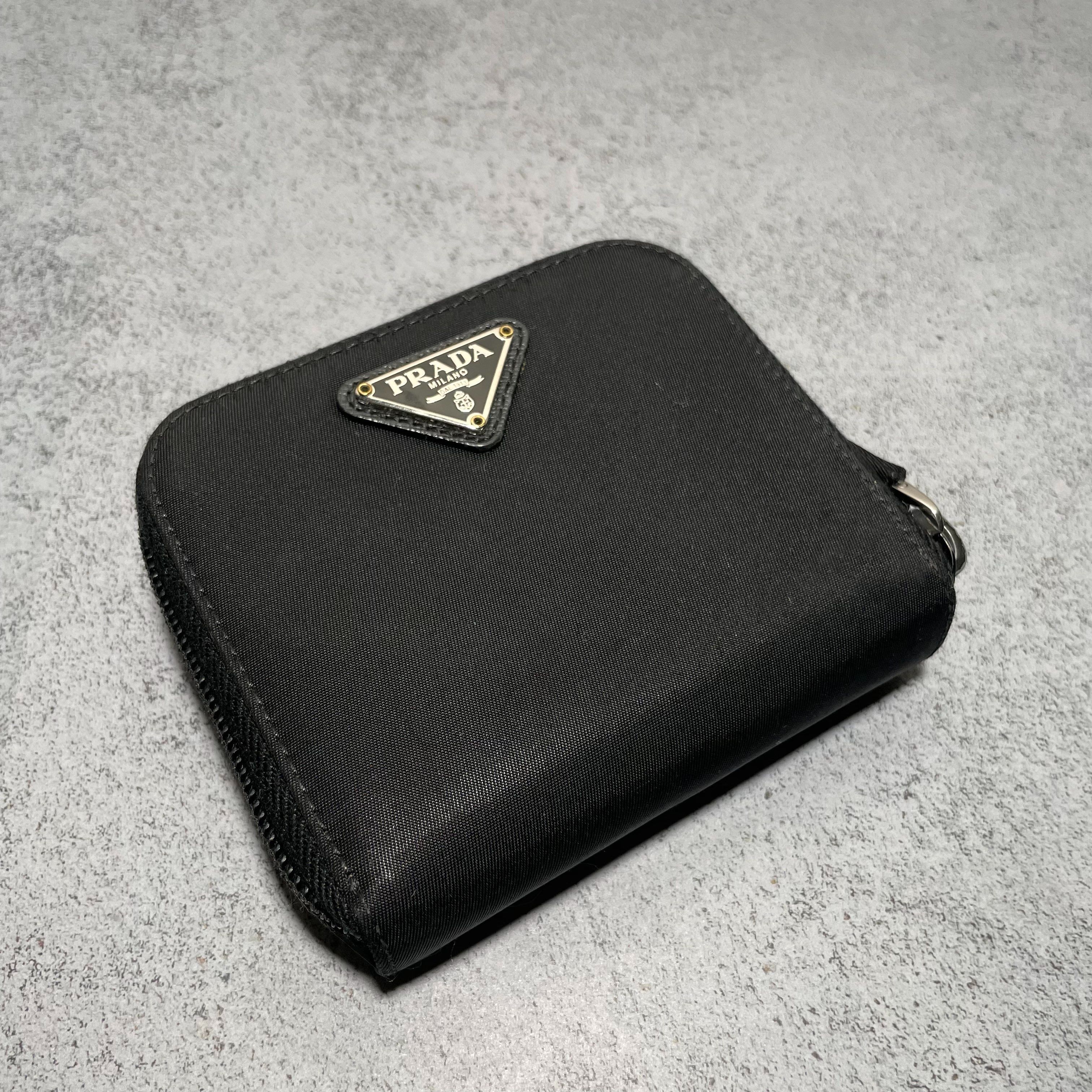 PRADA Nylon Compact Zip Wallet "Black"