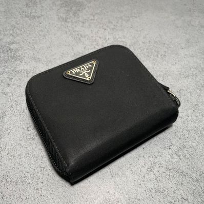 PRADA Nylon Compact Zip Wallet "Black"
