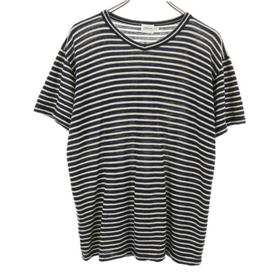 ARMANI COLLEZIONI アルマーニコレッツォーニ ボーダー柄 半袖 ニット M 濃紺