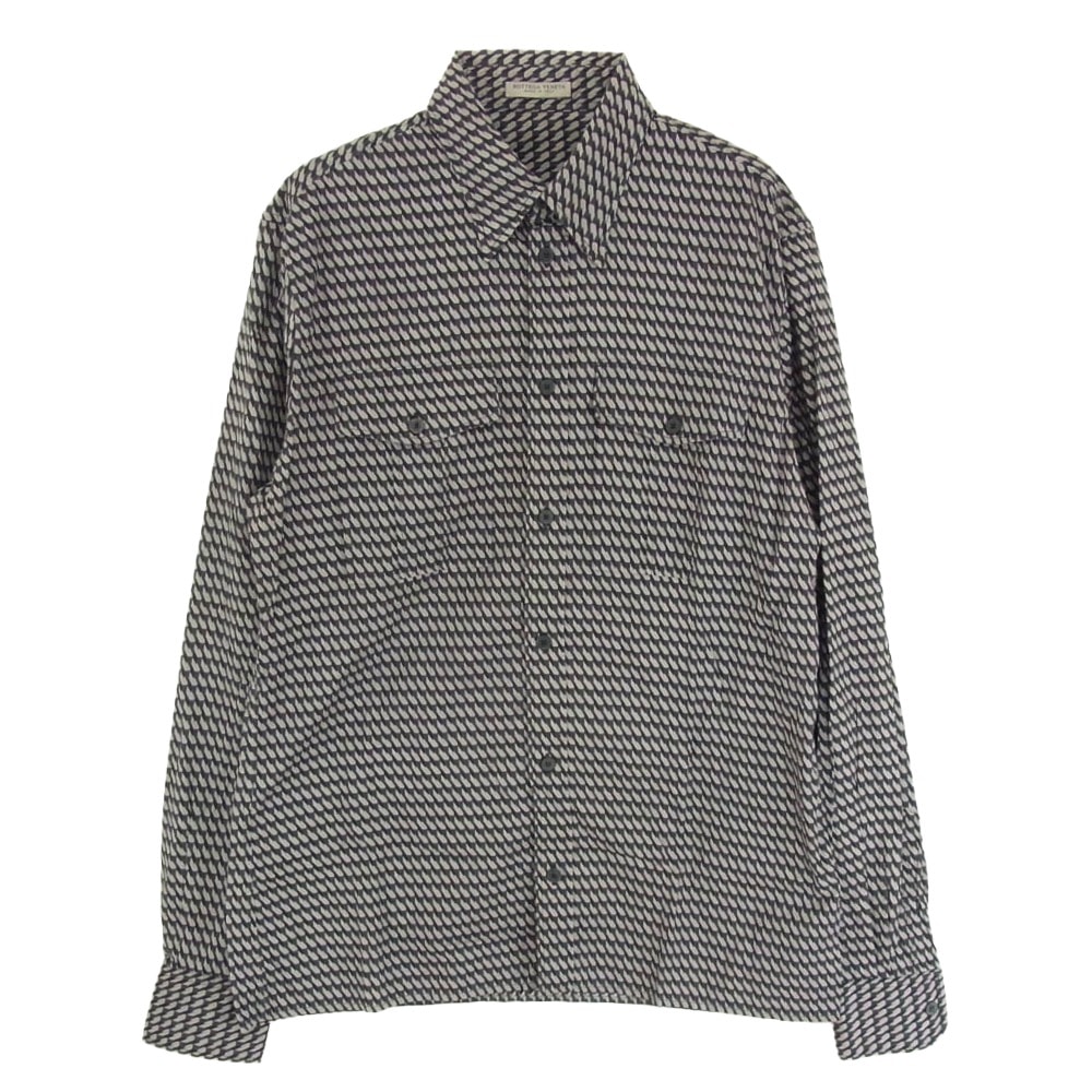 BOTTEGAVENETA ボッテガヴェネタ 長袖シャツ 478764 V0KT0 総柄 長袖 シャツ ブラック系 グレー系 39【中古】