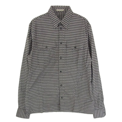 BOTTEGAVENETA ボッテガヴェネタ 長袖シャツ 478764 V0KT0 総柄 長袖 シャツ ブラック系 グレー系 39【中古】