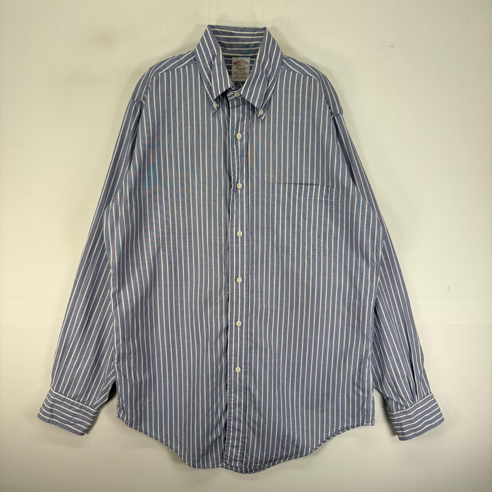 古着 90's/90年代 ヴィンテージ ブルックスブラザーズ Brooks Brothers USA製 長袖シャツ ボタンダウン Makers S  ブルー系 ストライプ メンズ