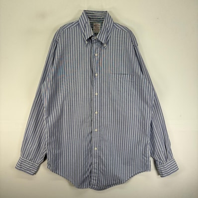 古着 90's/90年代 ヴィンテージ ブルックスブラザーズ Brooks Brothers USA製 長袖シャツ ボタンダウン Makers S ブルー系 ストライプ メンズ