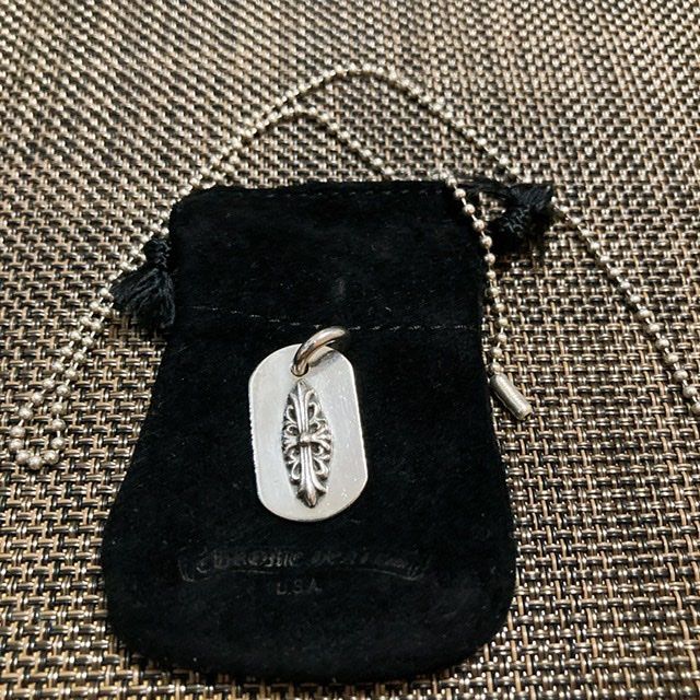 Chrome Hearts Dog Tag S-Lazed Floral Cross "Silver"