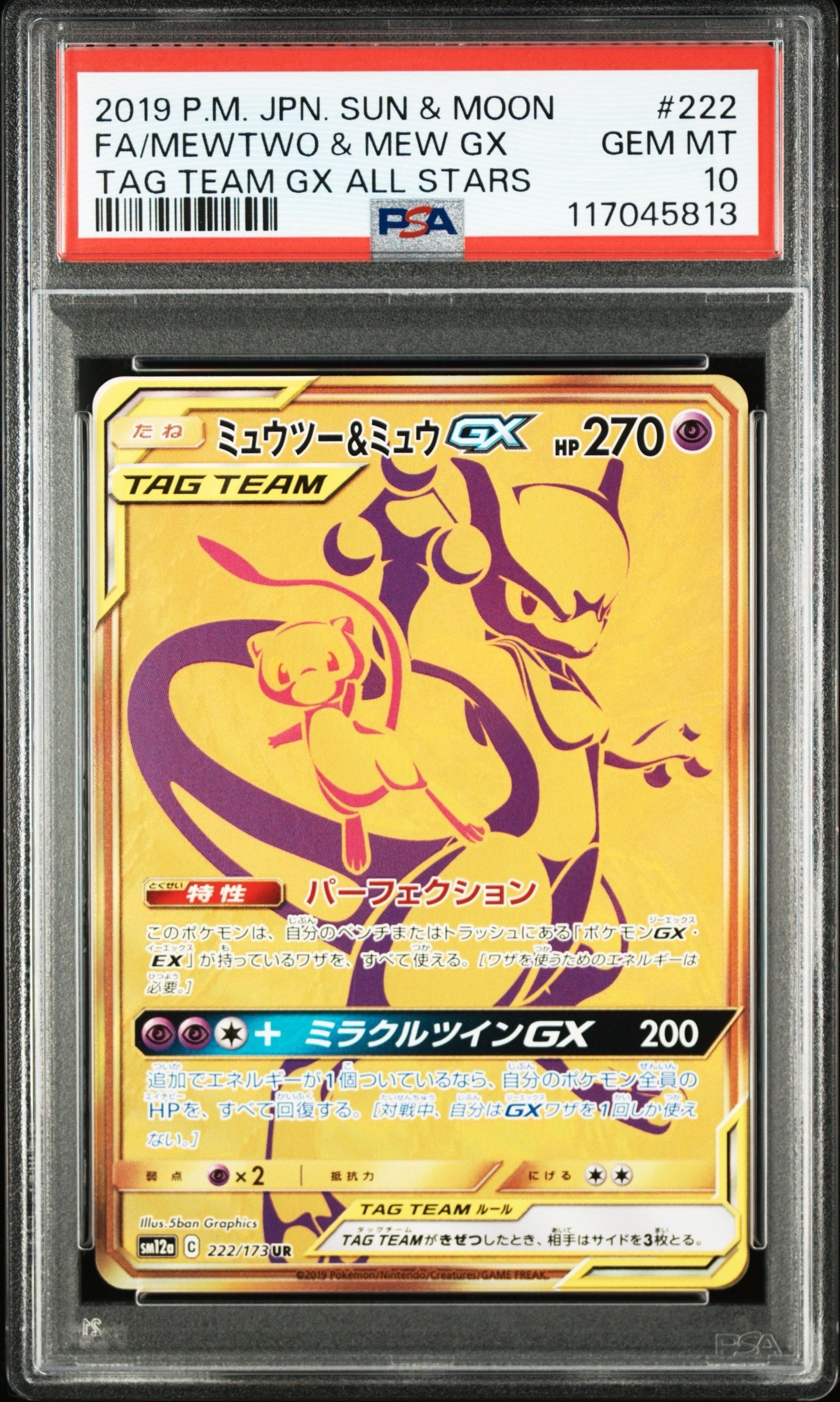 ミュウツー&ミュウGX UR[SM12a 222/173](ハイクラスパック「TAG TEAM GX タッグオールスターズ」)
