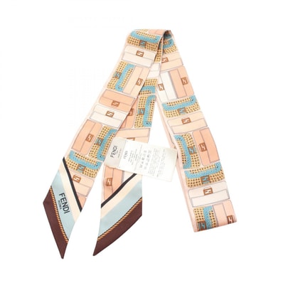 フェンディ FENDI WRAPPY ラッピー バゲットバッグモチーフ リボン スカーフ 衣料品 シルク レディース ピンク系 / ブルー系 / マルチカラー 【中古】