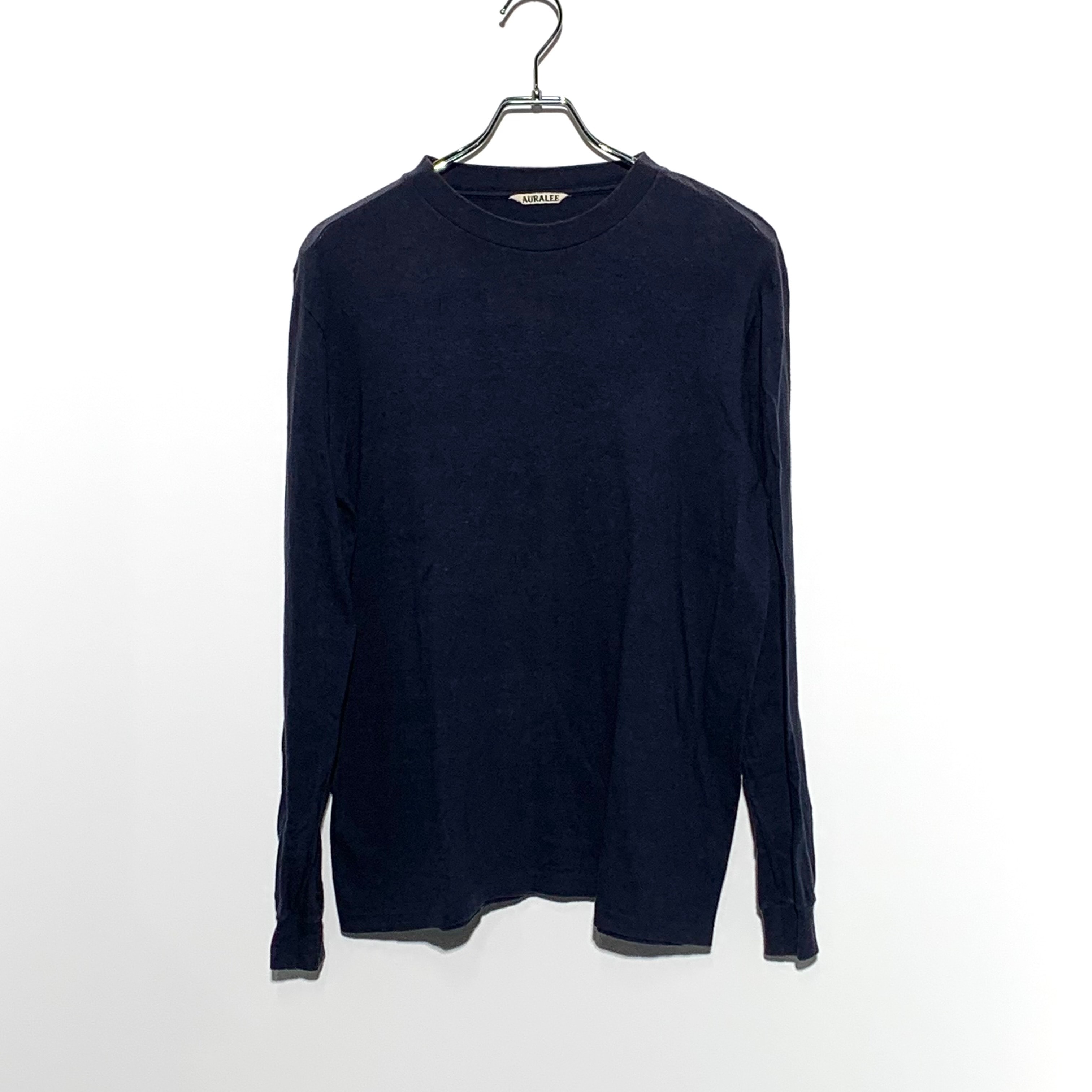 AURALEE COTTON L/S TEE Navy 
