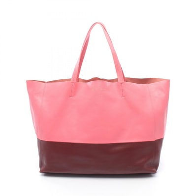 セリーヌ CELINE ホリゾンタルカバ トートバッグ バッグ レザー レディース ピンク系 / ボルドー系 166113 【中古】