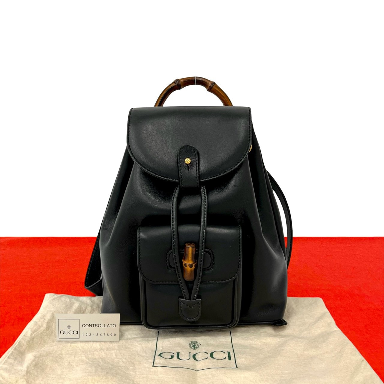 GUCCI グッチ バンブー レザー バンブー リュックサック ブラック
 37828