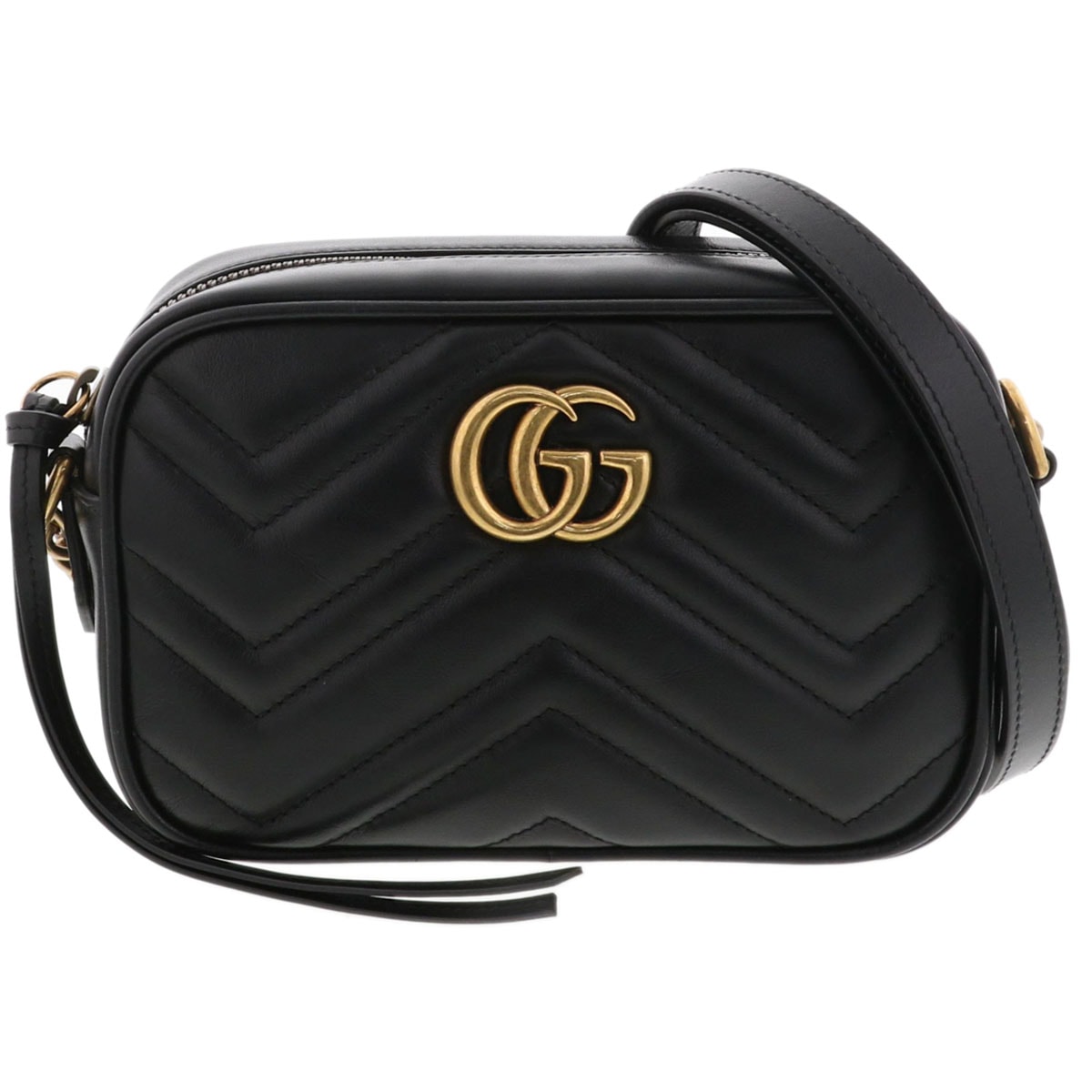 GUCCI グッチ キルティング ミニバッグ ショルダーバッグ 448065 レザー ブラック ゴールド金具  レディース【中古】