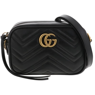 GUCCI グッチ キルティング ミニバッグ ショルダーバッグ 448065 レザー ブラック ゴールド金具 レディース【中古】