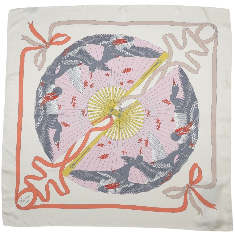 ■未使用品■GUCCI グッチ FLY SWAN スカーフ サイズ90×90 大判 シルクツイル イタリア製 20260916/RB0823