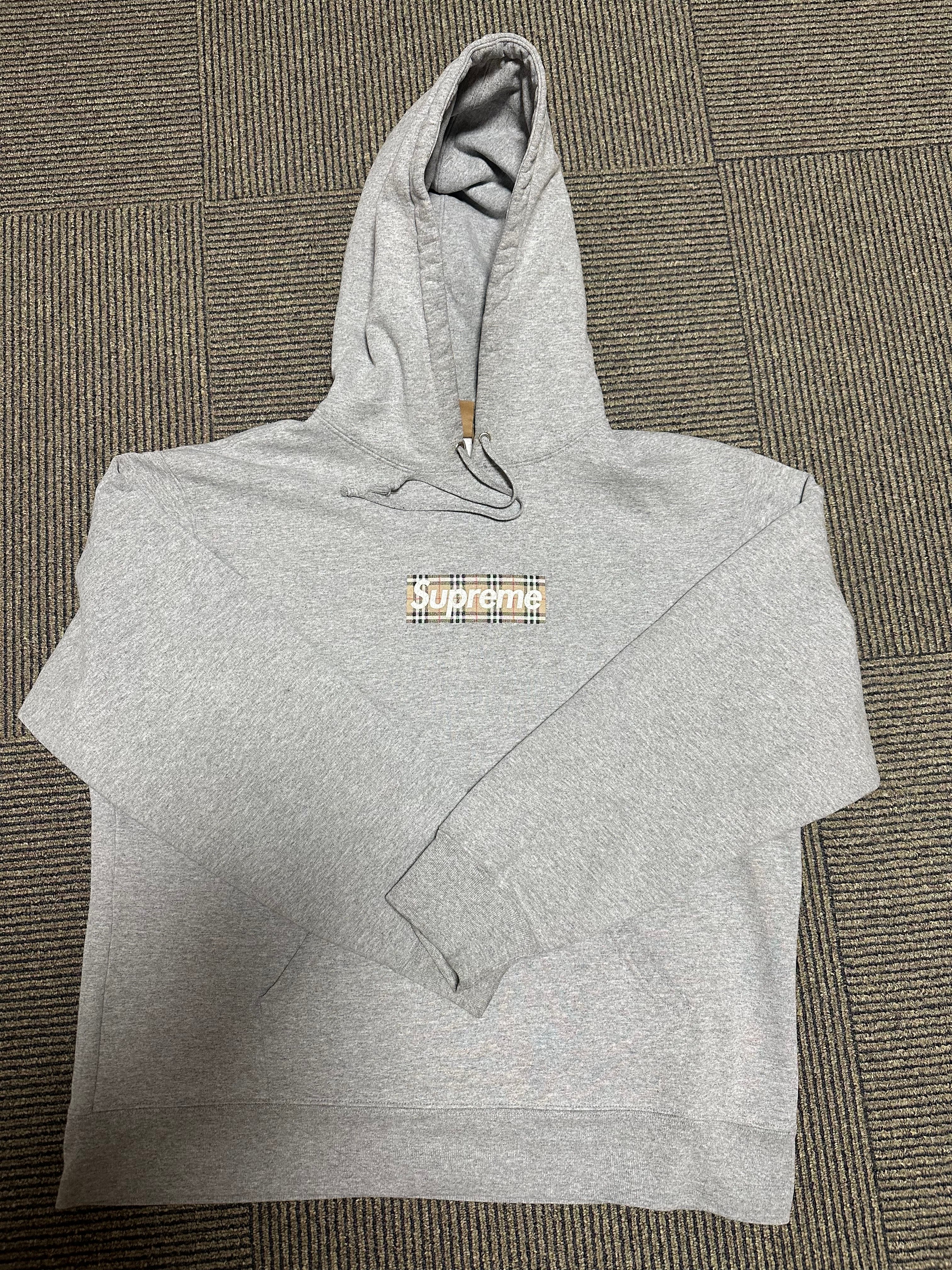 Supreme / Burberry Box Logo Hooded Sweatshirt "Heather Grey"