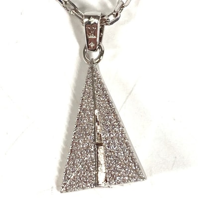 ルイヴィトン LOUIS VUITTON ペンダント LV ペイパープレーン M01034 ラインストーン アクセサリー ジュエリー チェーン ネックレス メタル シルバー