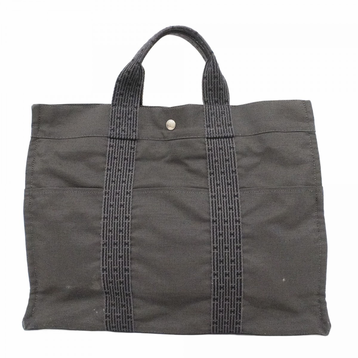 ★SALE【6cc4025-k】エルメス トートバッグ エールラインMM キャンバス グレー シルバー金具【中古】メンズ レディース ユニセックス