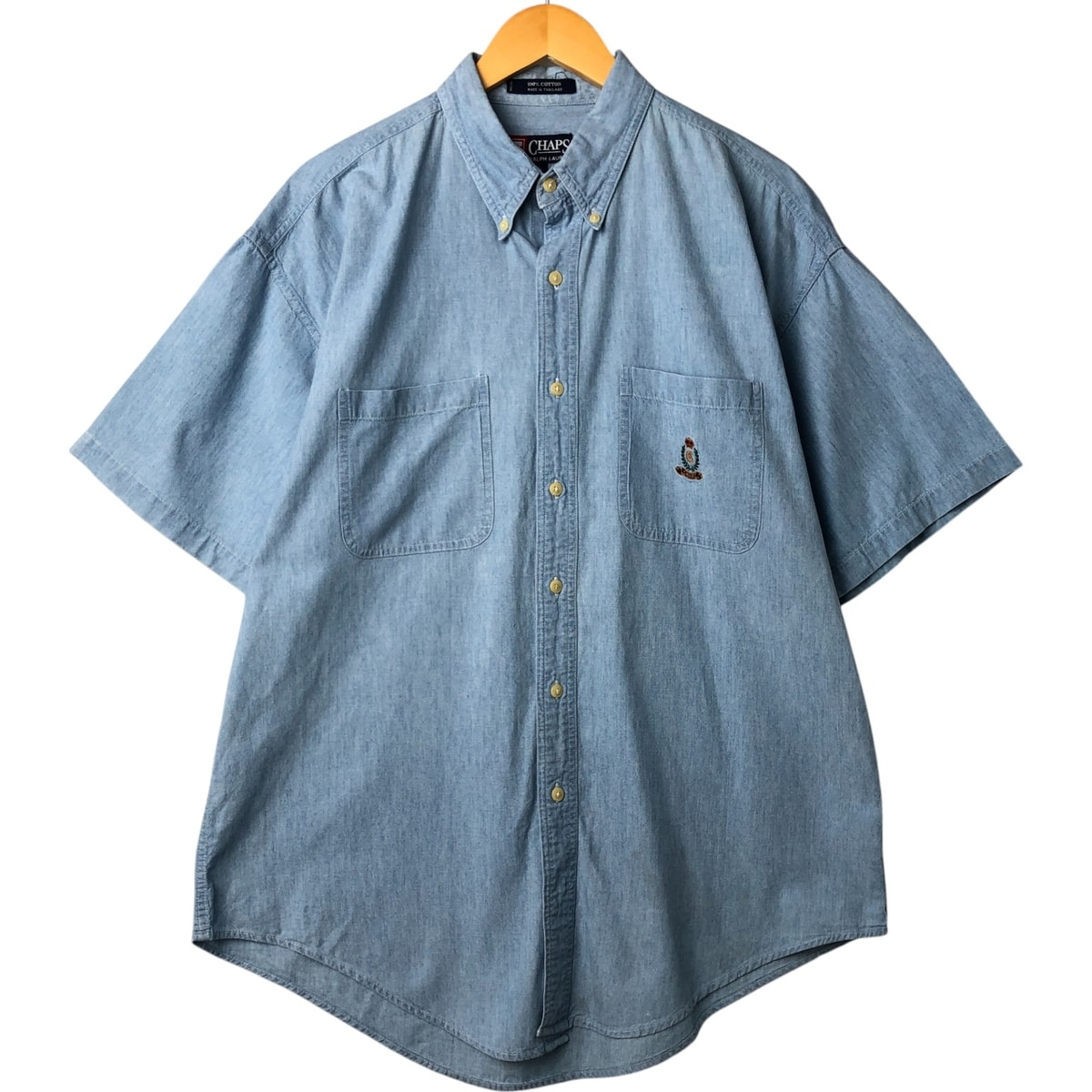 古着 90年代 ラルフローレン Ralph Lauren CHAPS チャップス ボタンダウン 半袖 シャンブレーシャツ メンズL相当 ヴィンテージ/eaa562967