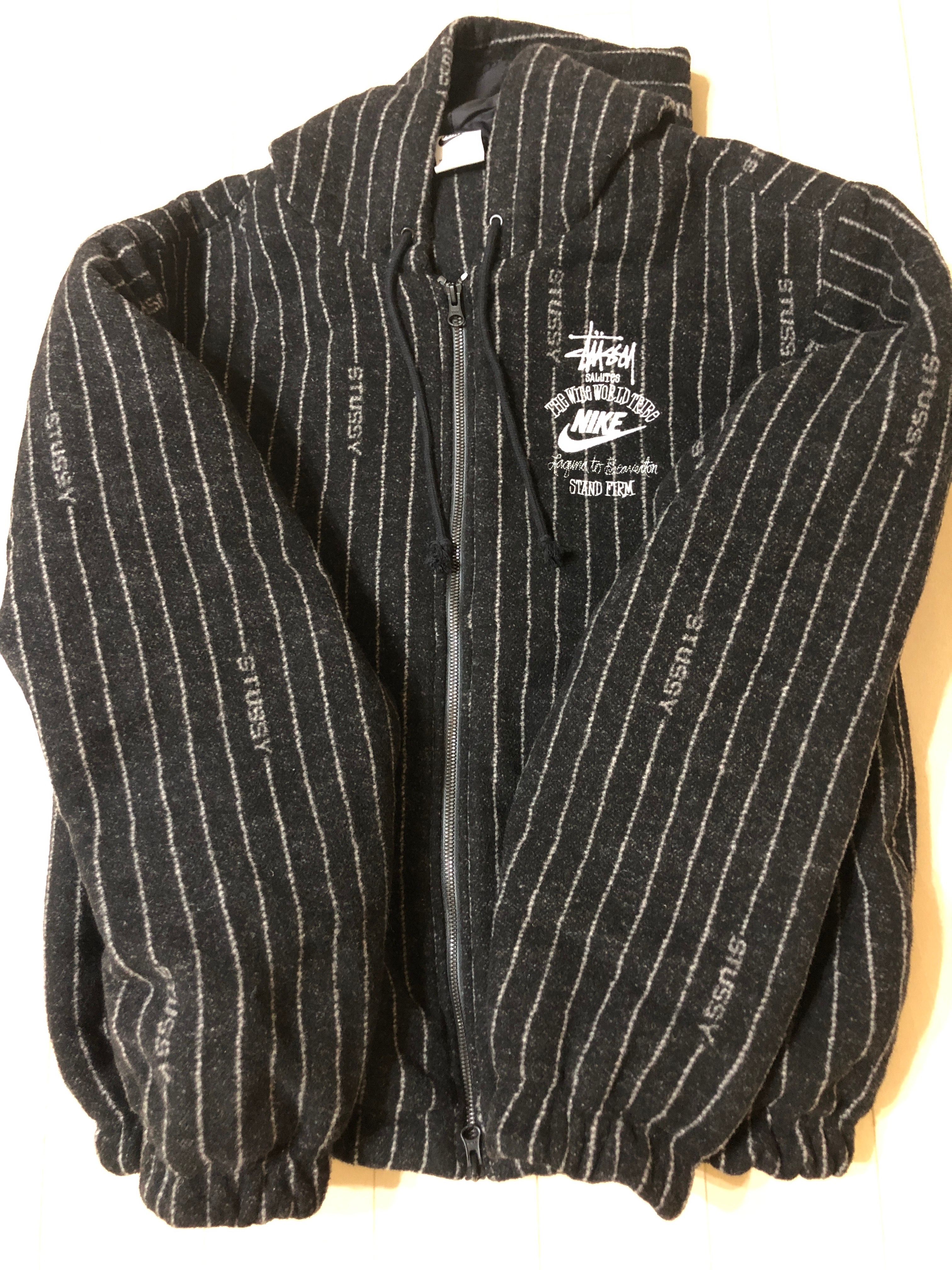 Stussy x Nike Striped Wool Jacket "Black"