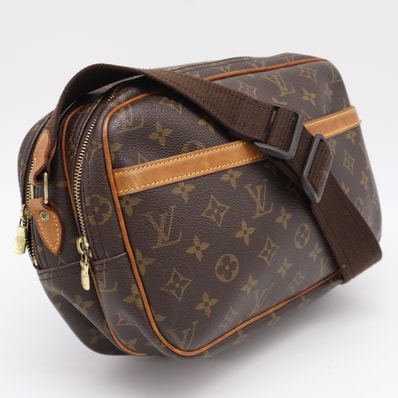 LOUIS VUITTON ルイ・ヴィトン モノグラム リポーターPM M45254 ショルダーバッグ ブラウン ベージュ コーティングキャンバス レザー レディース