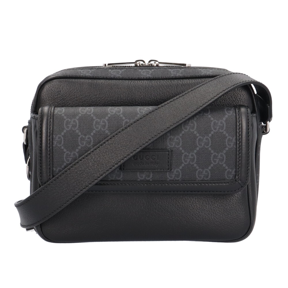 グッチ GGスプリーム ショルダーバッグ レザー 795464 ブラック ユニセックス GUCCI  中古