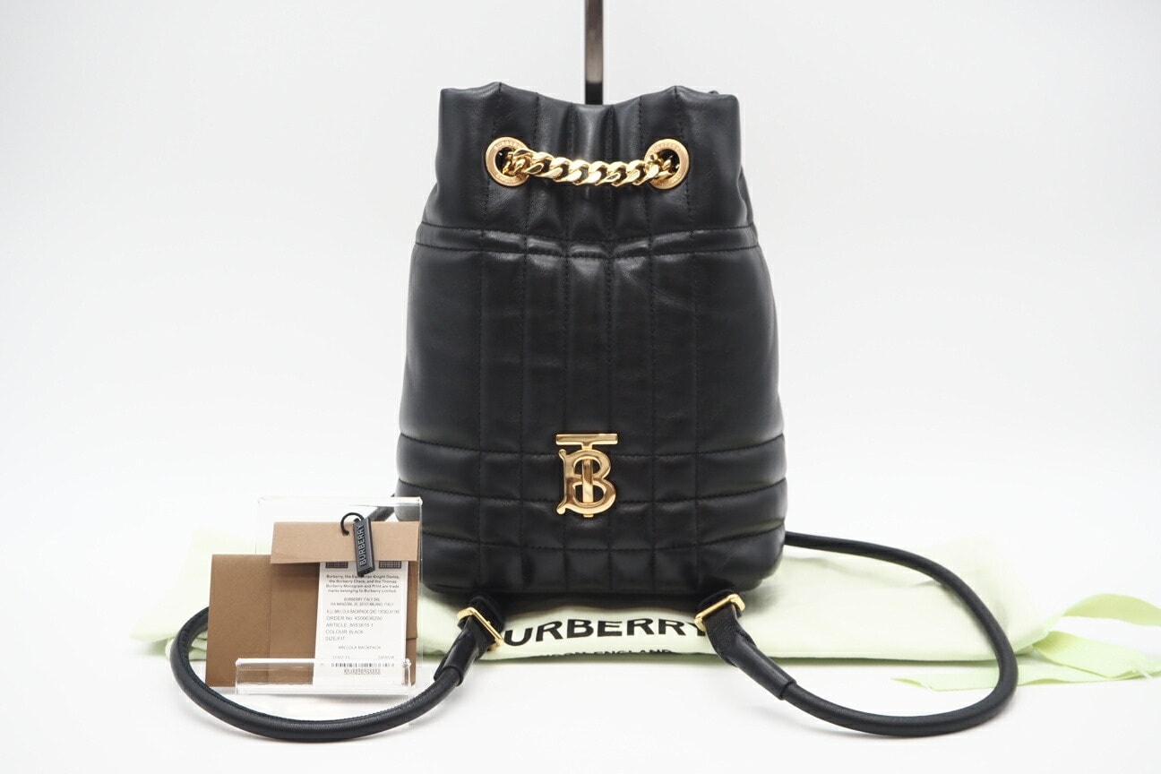 美品 BURBERRY バーバリー レザー キルティング ミニ ローラ 80538151 リュック・デイパック ブラック レザー レディース