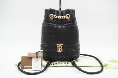 美品 BURBERRY バーバリー レザー キルティング ミニ ローラ 80538151 リュック・デイパック ブラック レザー レディース