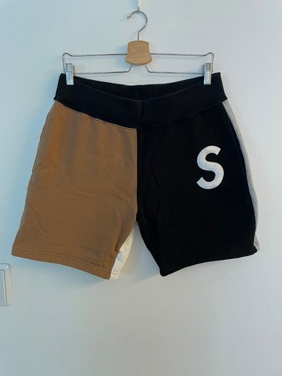 Supreme S Logo Colorblocked Sweatshort "Black"