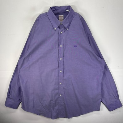 古着 ブルックスブラザーズ Brooks Brothers 長袖シャツ 1818 BD ワンポ ロゴ刺繍 XL パープル系 無地 メンズ