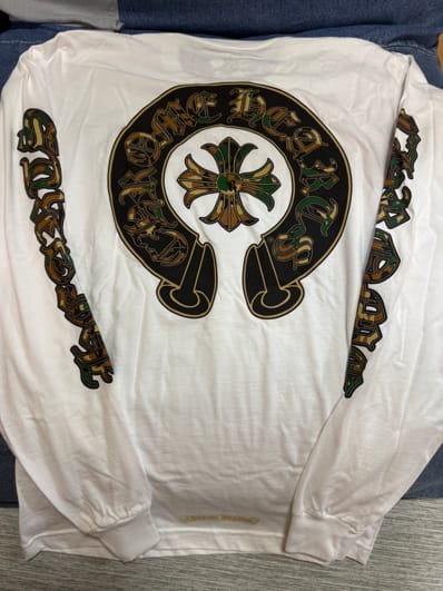 Chrome Hearts Horse Shoe 3 CEM CRS Pocket L/S T-Shirt Camouflage "White/Gold"
