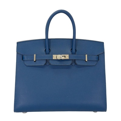 HERMES エルメス ハンドバッグ バーキン25 セリエ 外縫い ブルードプリュス ヴォーマダム シルバー金具 Y刻印 SAランク【中古】